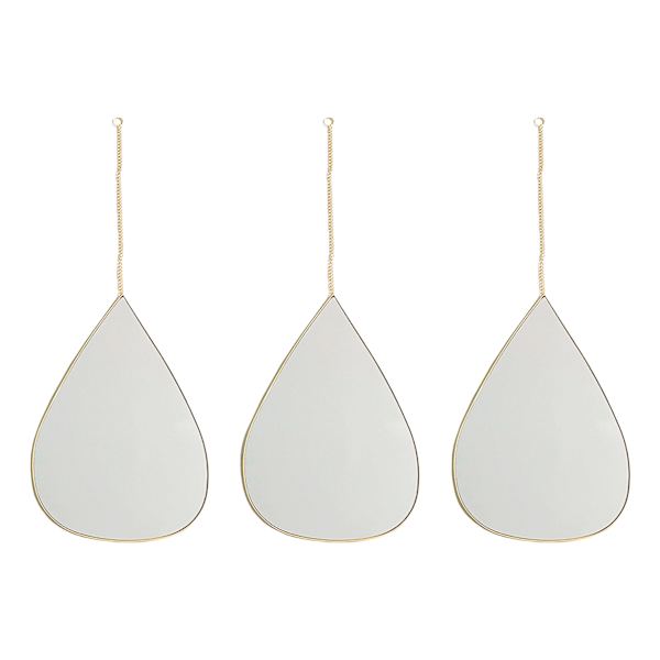 at home 3-Piece Teardrop Wall Mirror Set with Chain Hanger 11X8