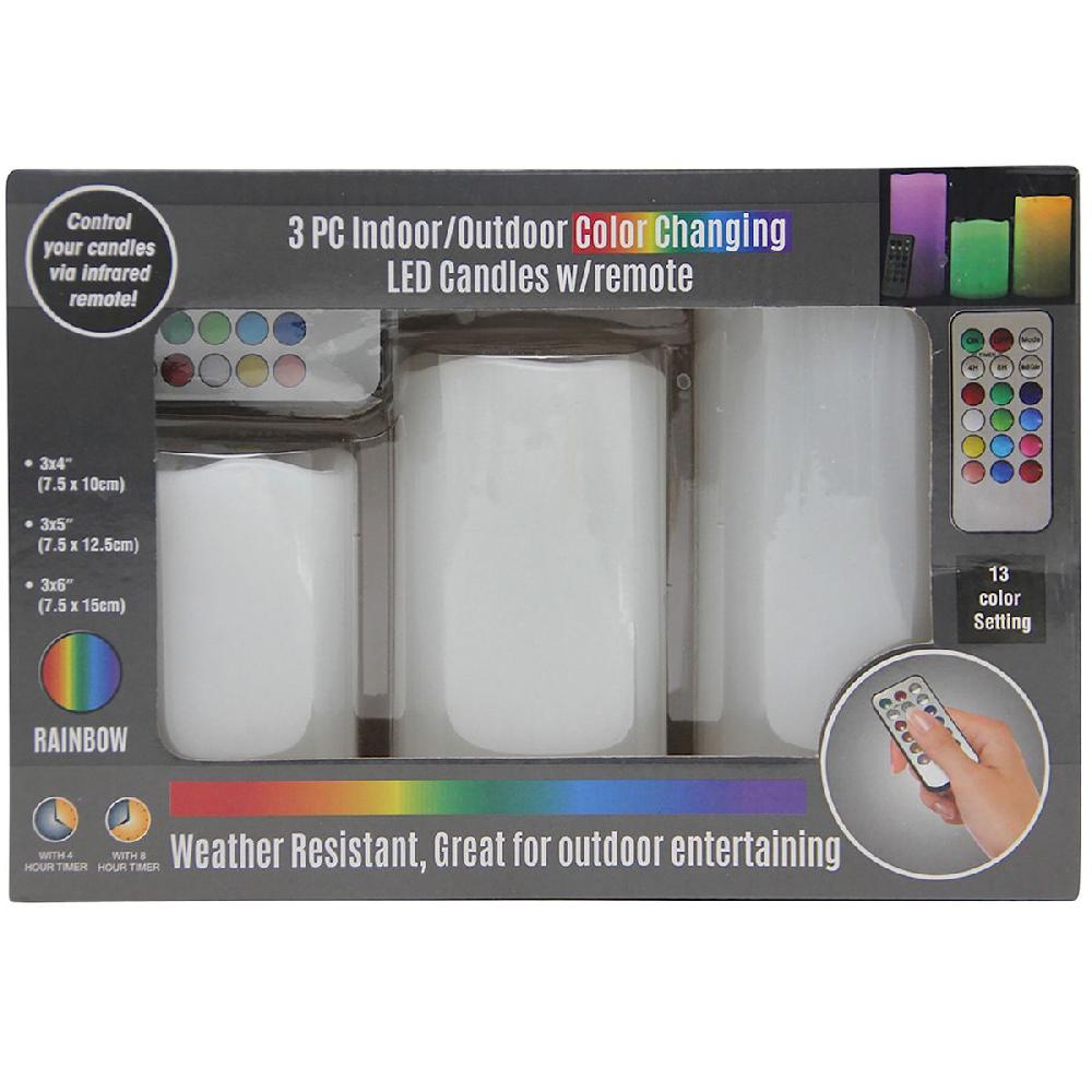 At Home 3-Piece White LED Flameless Candles With Remote