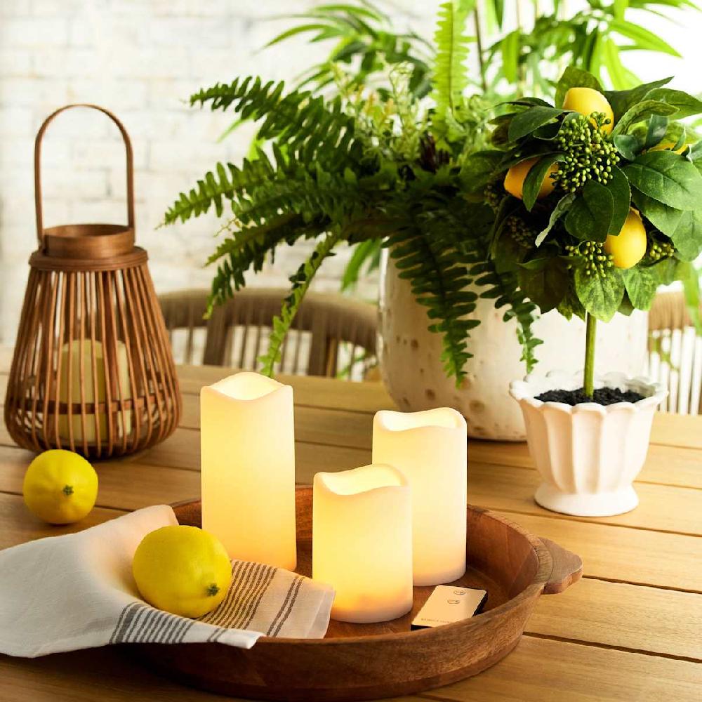 At Home 3-Piece White LED Flameless Candles With Remote