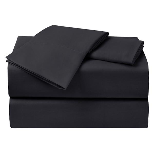 at home 4-Piece Black Cooling Microfiber Sheet Set Queen