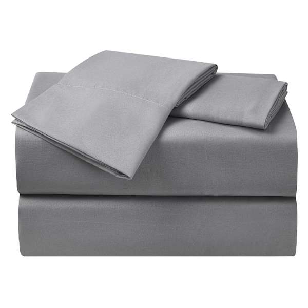 at home 4-Piece Dark Grey Cooling Microfiber Sheet Set Queen