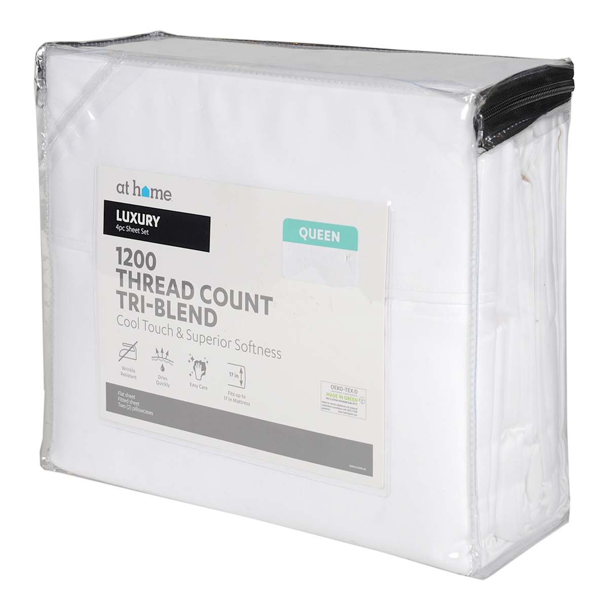 At Home 4-Piece White 1200 Thread Count Tri-Blend Luxury Sheet Set Queen
