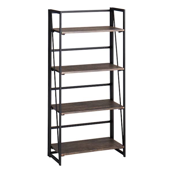 at home 4-Tier Dakota Black & Brown Industrial Modern Bookshelf 49"