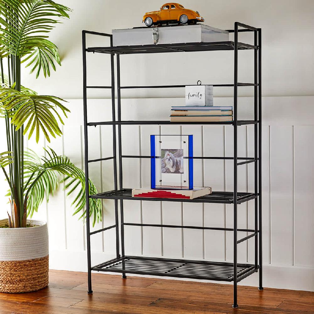 At Home 4-Tier Metal Folding Rack With Wire Shelves