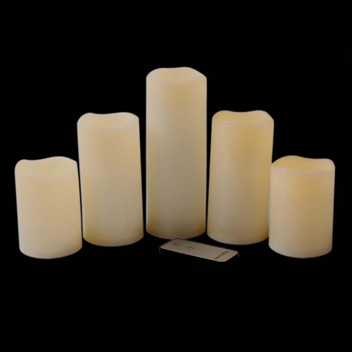 At Home 5-Piece Outdoor LED Pillar Candle Set White