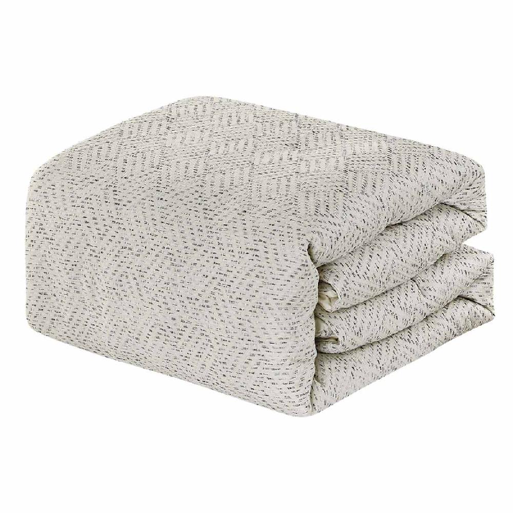 At Home 5-Piece White Grid Jacquard Comforter Set King