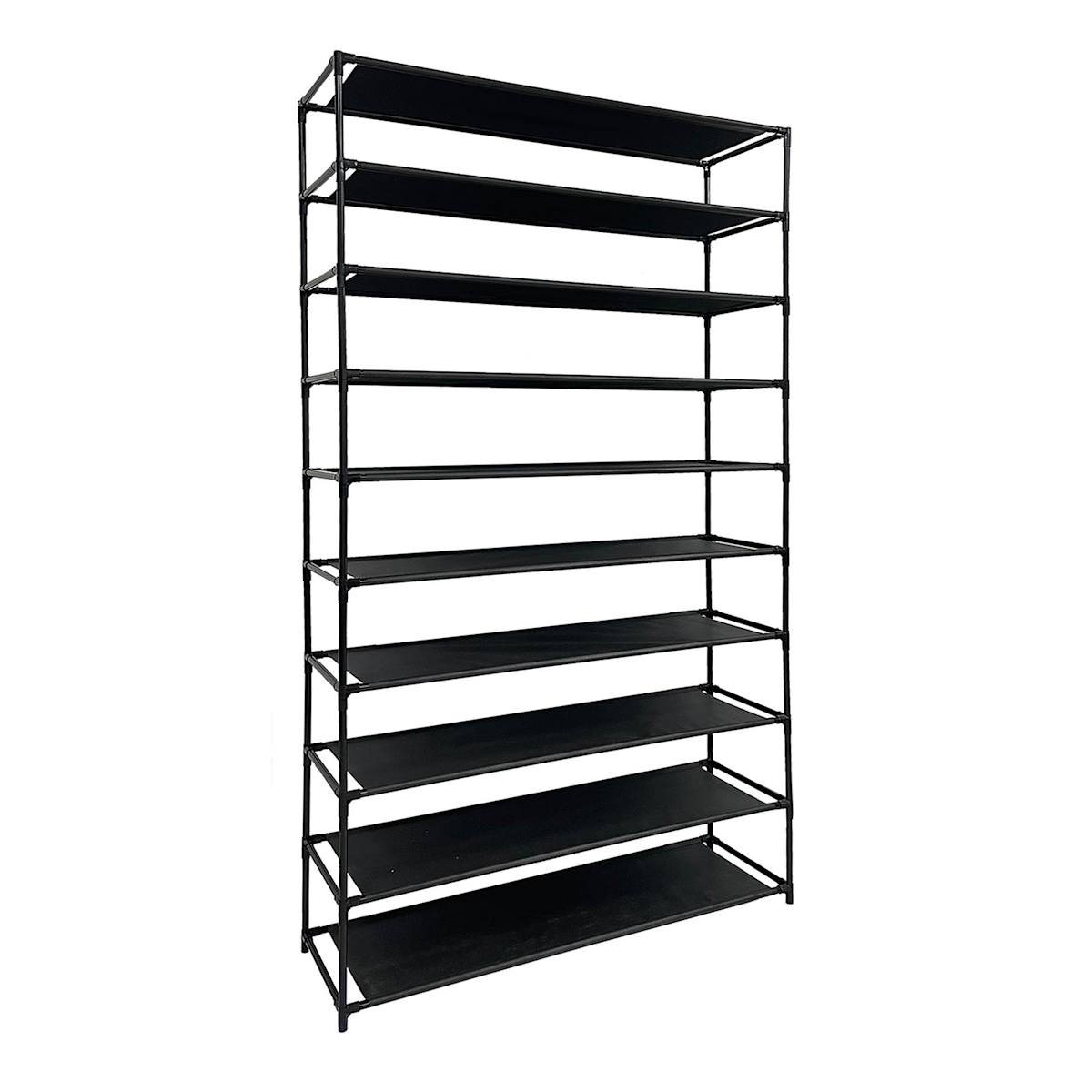 At Home 50-Pair Fabric Shelf Standing Shoe Rack Black