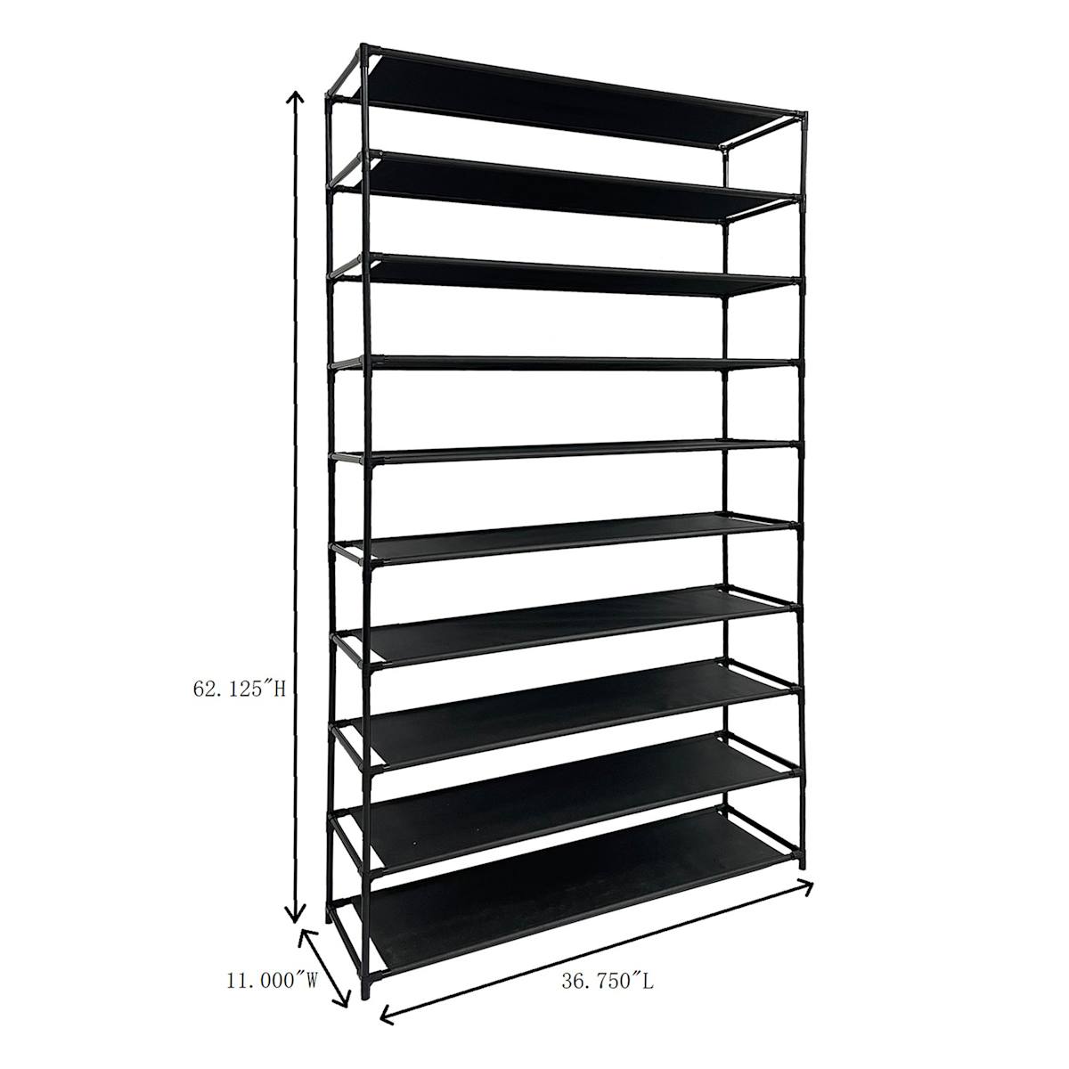 At Home 50-Pair Fabric Shelf Standing Shoe Rack Black