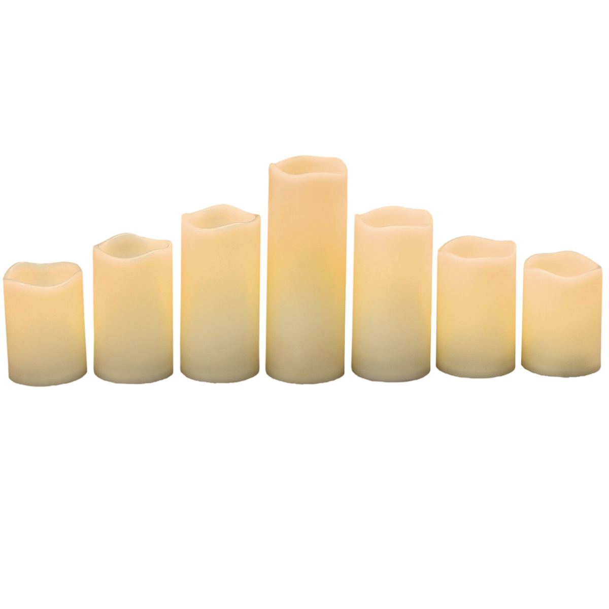 At Home 7-Piece Outdoor LED Pillar Candle Set Ivory
