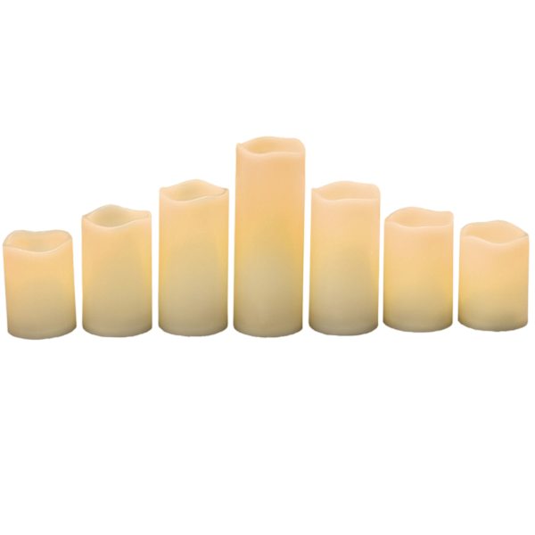 at home 7-Piece Outdoor LED Pillar Candle Set Ivory