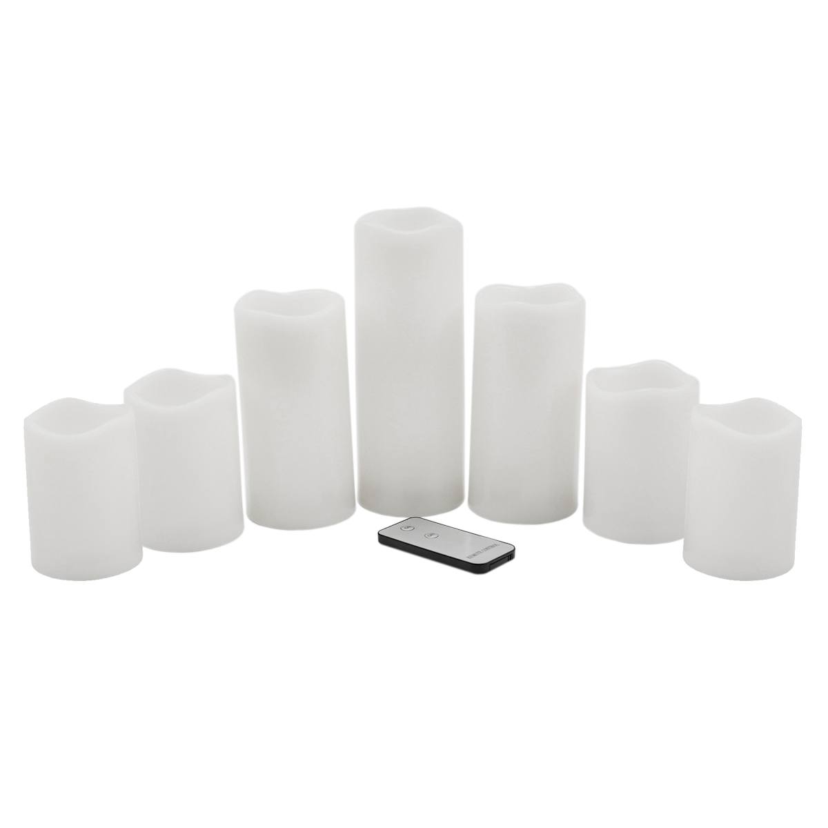 At Home 7-Piece Outdoor LED Pillar Candle Set White