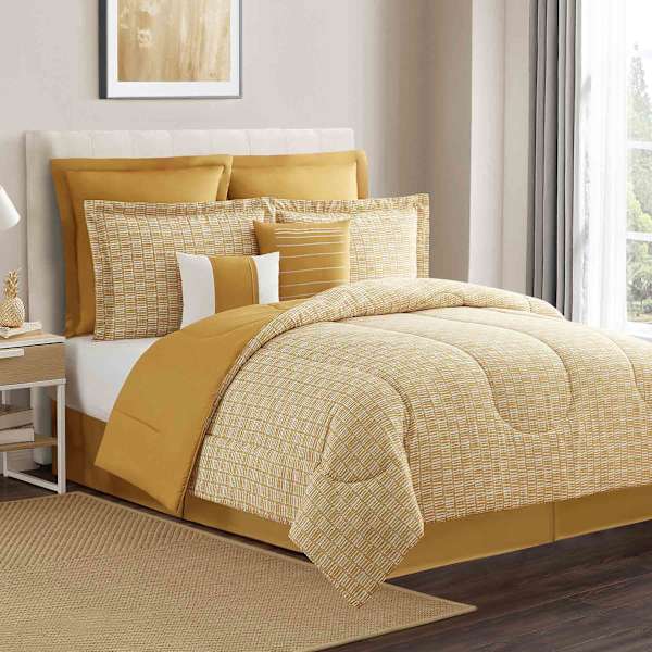 at home 8-Piece Casey Gold Essential Comforter Set Queen
