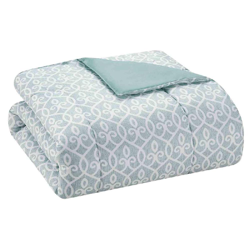 At Home 8-Piece Jenna Aqua Lattice Essential Comforter Set Queen