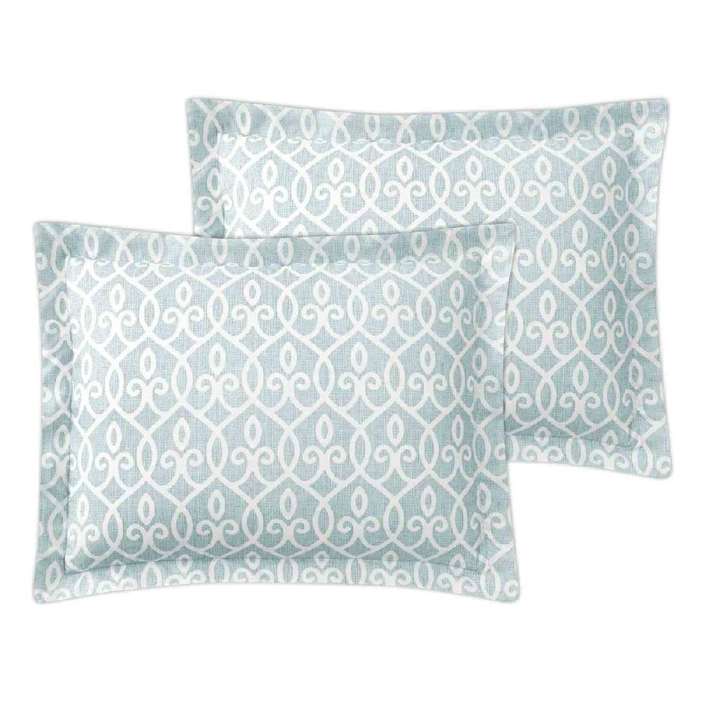 At Home 8-Piece Jenna Aqua Lattice Essential Comforter Set Queen