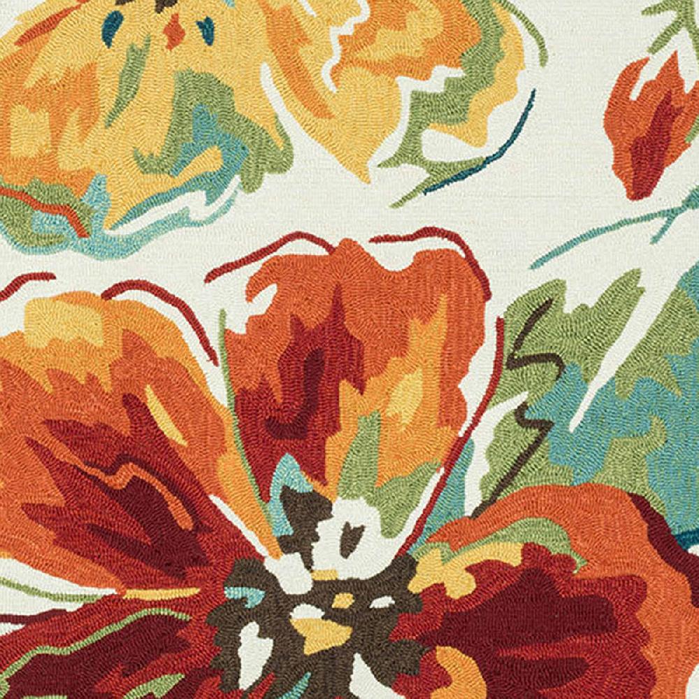 At Home (A138) Summerton Ivory & Red Floral Hooked Runner 2x6