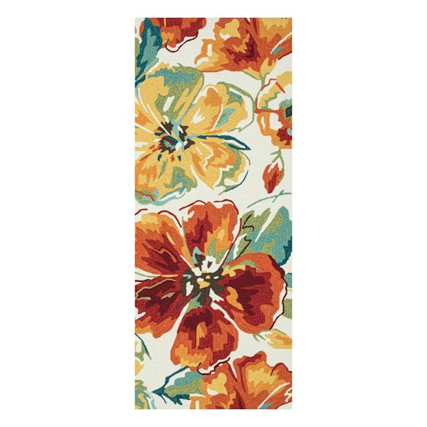 at home (A138) Summerton Ivory & Red Floral Hooked Runner 2x6