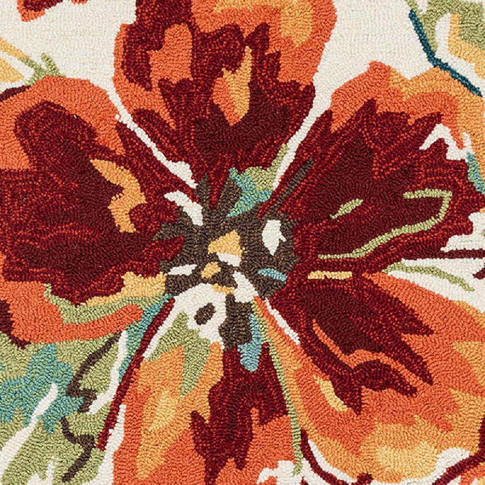 At Home (A138) Summerton Ivory & Red Multicolor Floral Hooked Area Rug 3x5