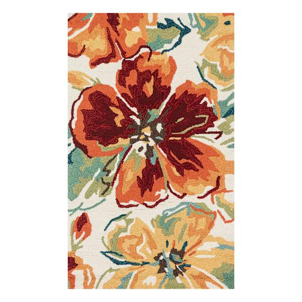 at home (A138) Summerton Ivory & Red Multicolor Floral Hooked Area Rug 3x5