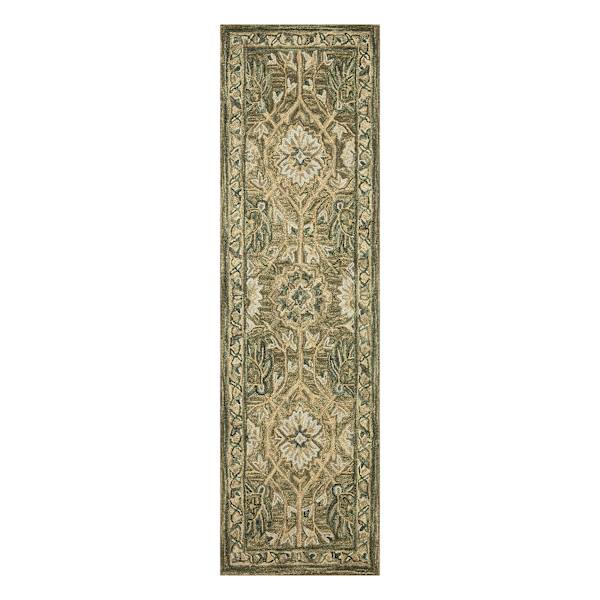 at home (A496) Honeybloom Victoria Sage Floral Hooked Runner 2x7