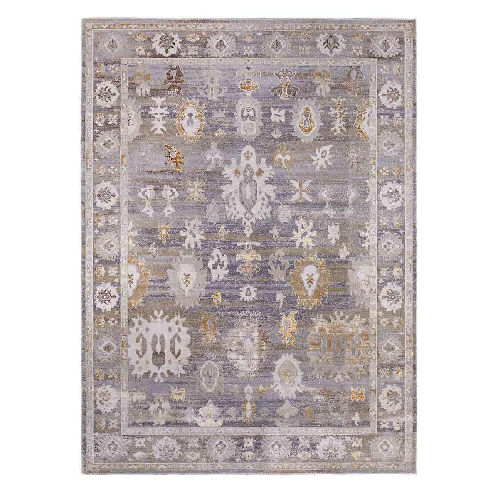 At Home (A509) Found & Fable Thornhill Grey & Gold Floral Medallion Accent Rug 3x5
