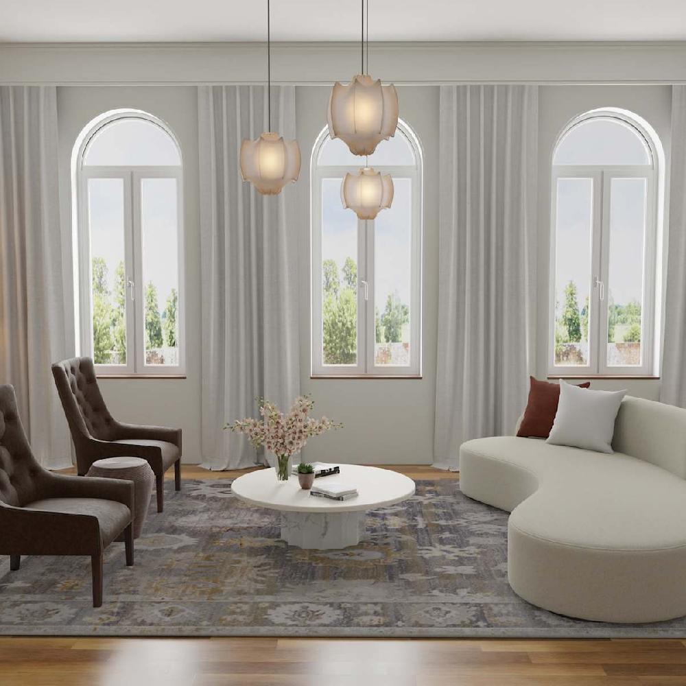 At Home (A509) Found & Fable Thornhill Grey & Gold Floral Medallion Accent Rug 3x5