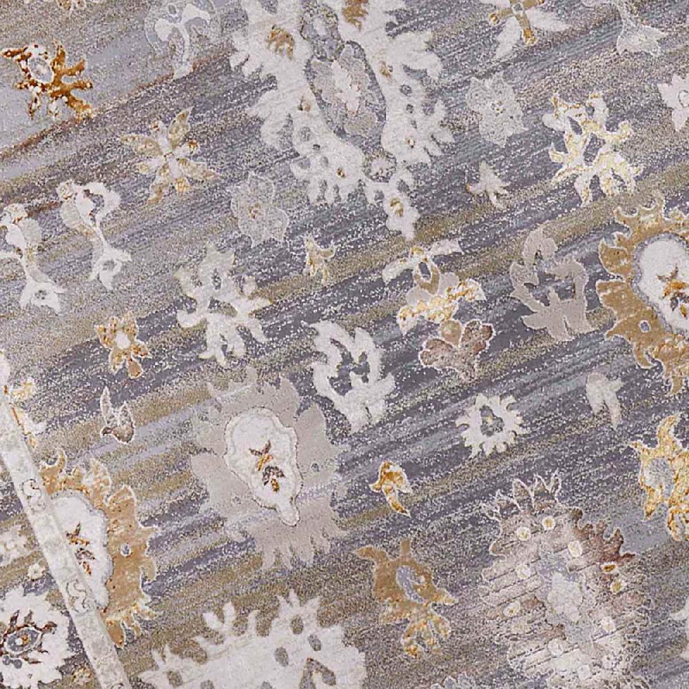 At Home (A509) Found & Fable Thornhill Grey & Gold Floral Medallion Accent Rug 3x5