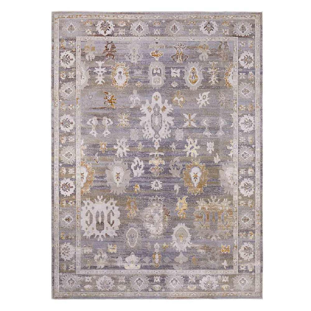 At Home (A509) Found & Fable Thornhill Grey & Gold Floral Medallion Area Rug 5x7