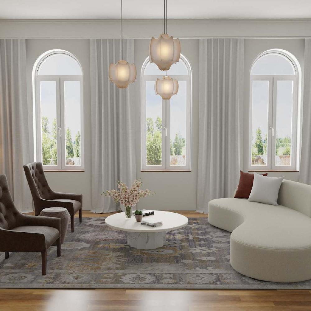 At Home (A509) Found & Fable Thornhill Grey & Gold Floral Medallion Area Rug 5x7