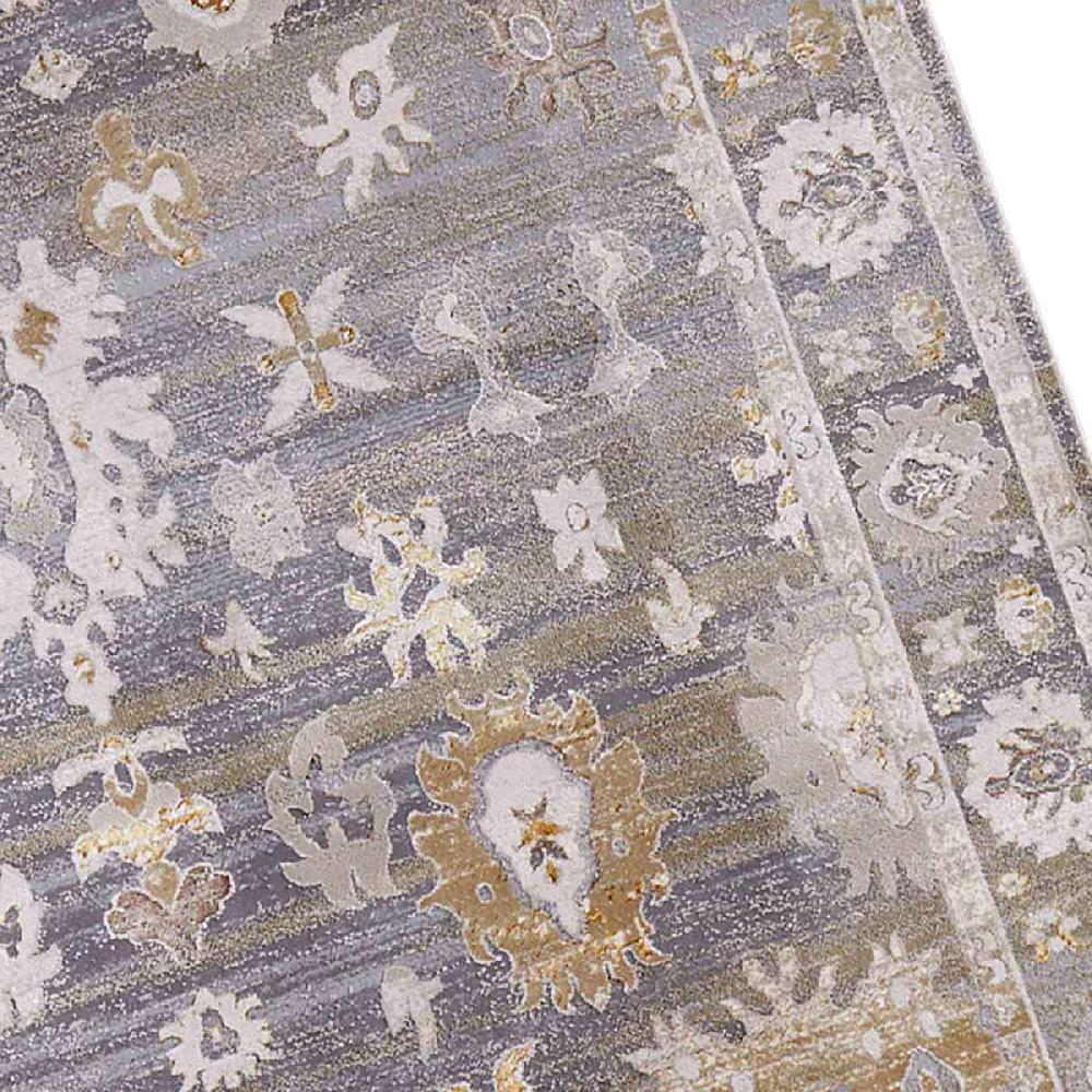 At Home (A509) Found & Fable Thornhill Grey & Gold Floral Medallion Area Rug 7x10
