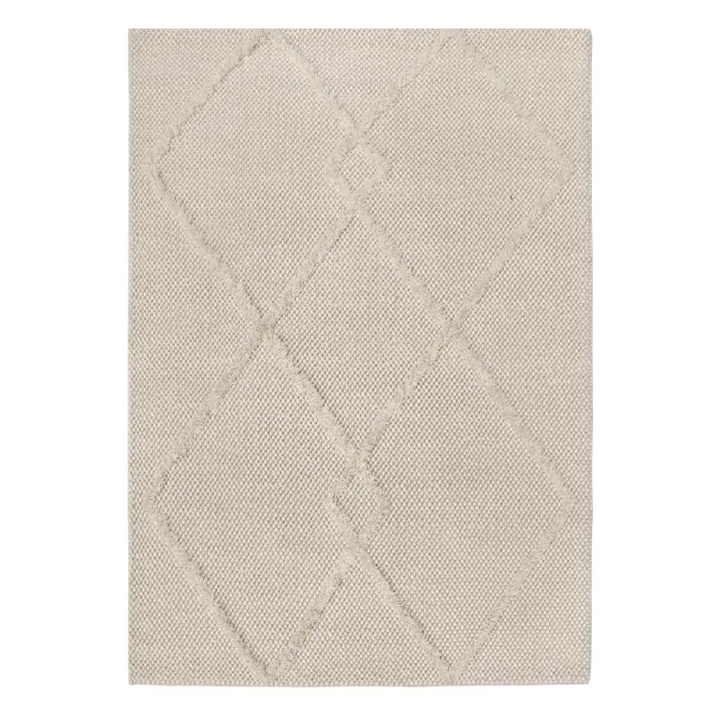 At Home (A514) Ivory Diamond Patterned Wool Area Rug 8x10