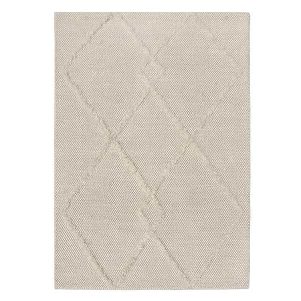 at home (A514) Ivory Diamond Patterned Wool Area Rug 8x10