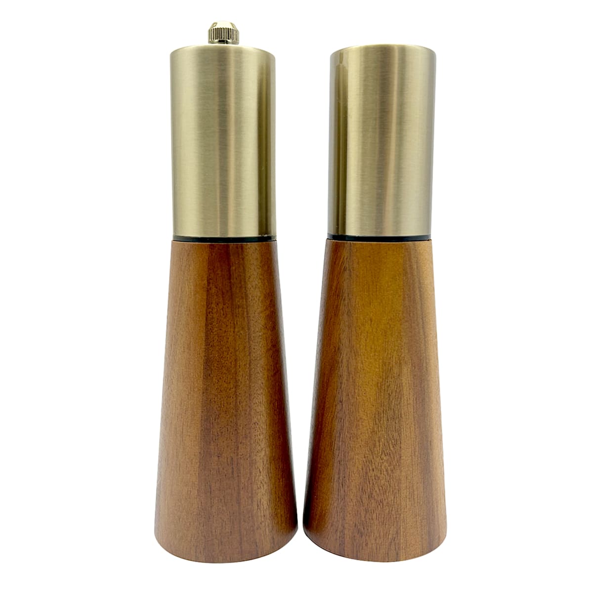 At Home Acacia Wood & Metal Salt Shaker & Pepper Mill Set