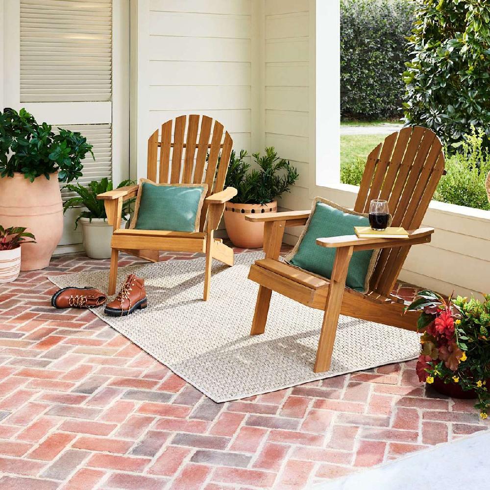 At Home Adirondack Natural Wood Patio Chair 2-Piece Set