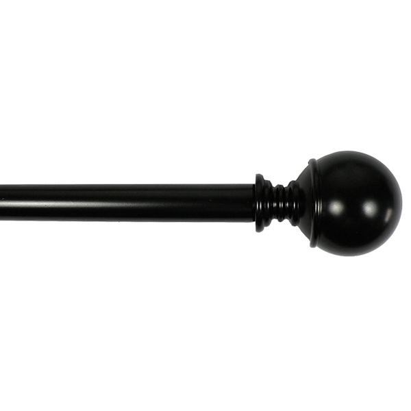 at home Alex 1/2" Black Finish Ball Adjustable Curtain Rod 36-72"