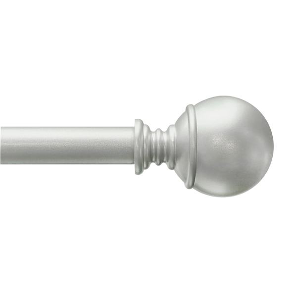 at home Alex 1/2" Nickel Finish Ball Adjustable Curtain Rod 36-72"