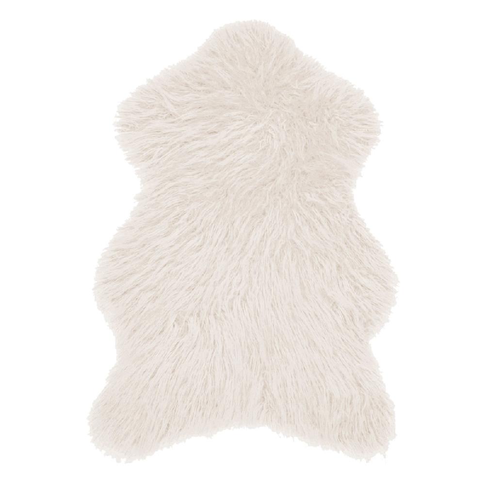 At Home Altai Ivory Mongolian Faux Fur Accent Rug 3x5