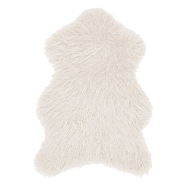 at home Altai Ivory Mongolian Faux Fur Accent Rug 3x5