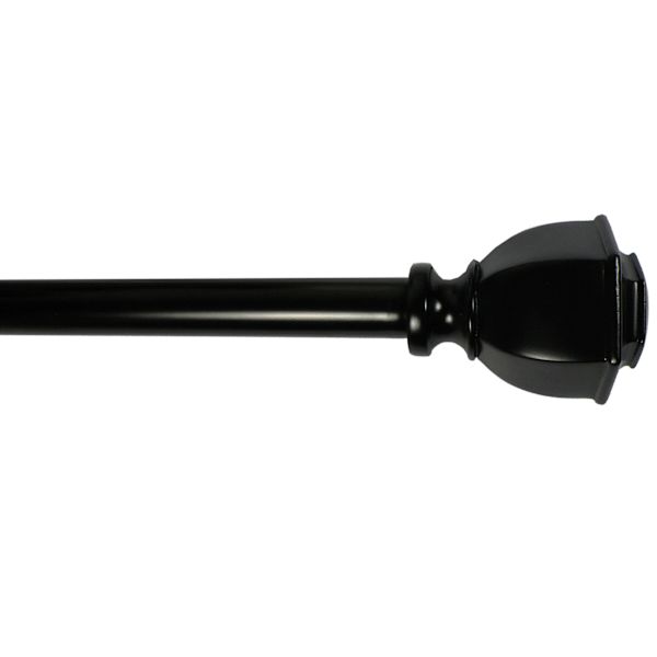 at home Aria 5/8" Black Finish Urn Style Adjustable Curtain Rod 28-48"
