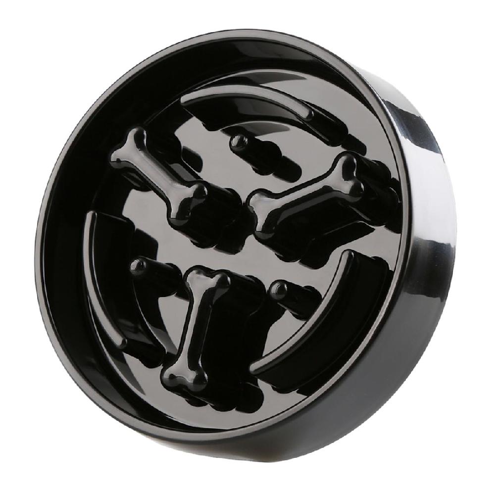 At Home 1.5-Cup Bone-Style Slow Pet Feeder Black