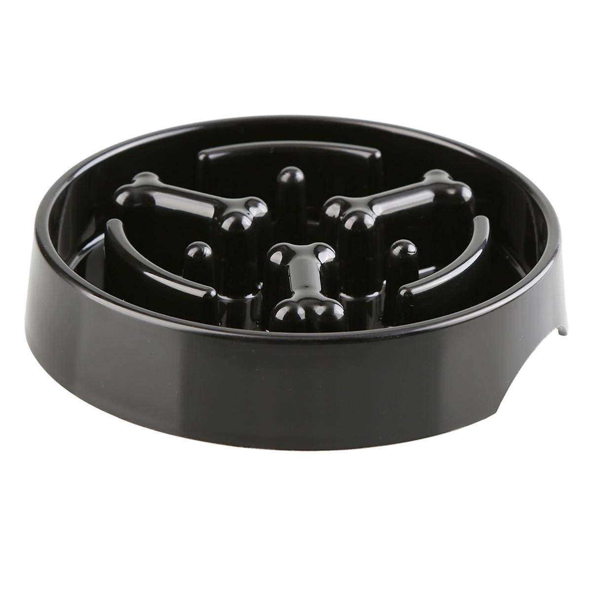 At Home 1.5-Cup Bone-Style Slow Pet Feeder Black