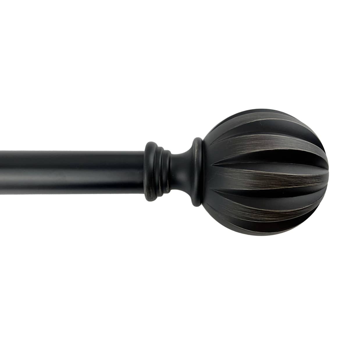 At Home 1" Black Flute Curtain Rod 18-36"