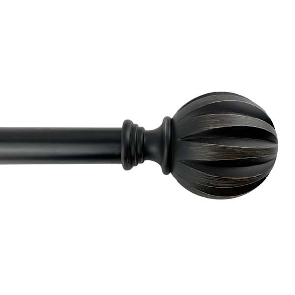 at home 1" Black Flute Curtain Rod 18-36"