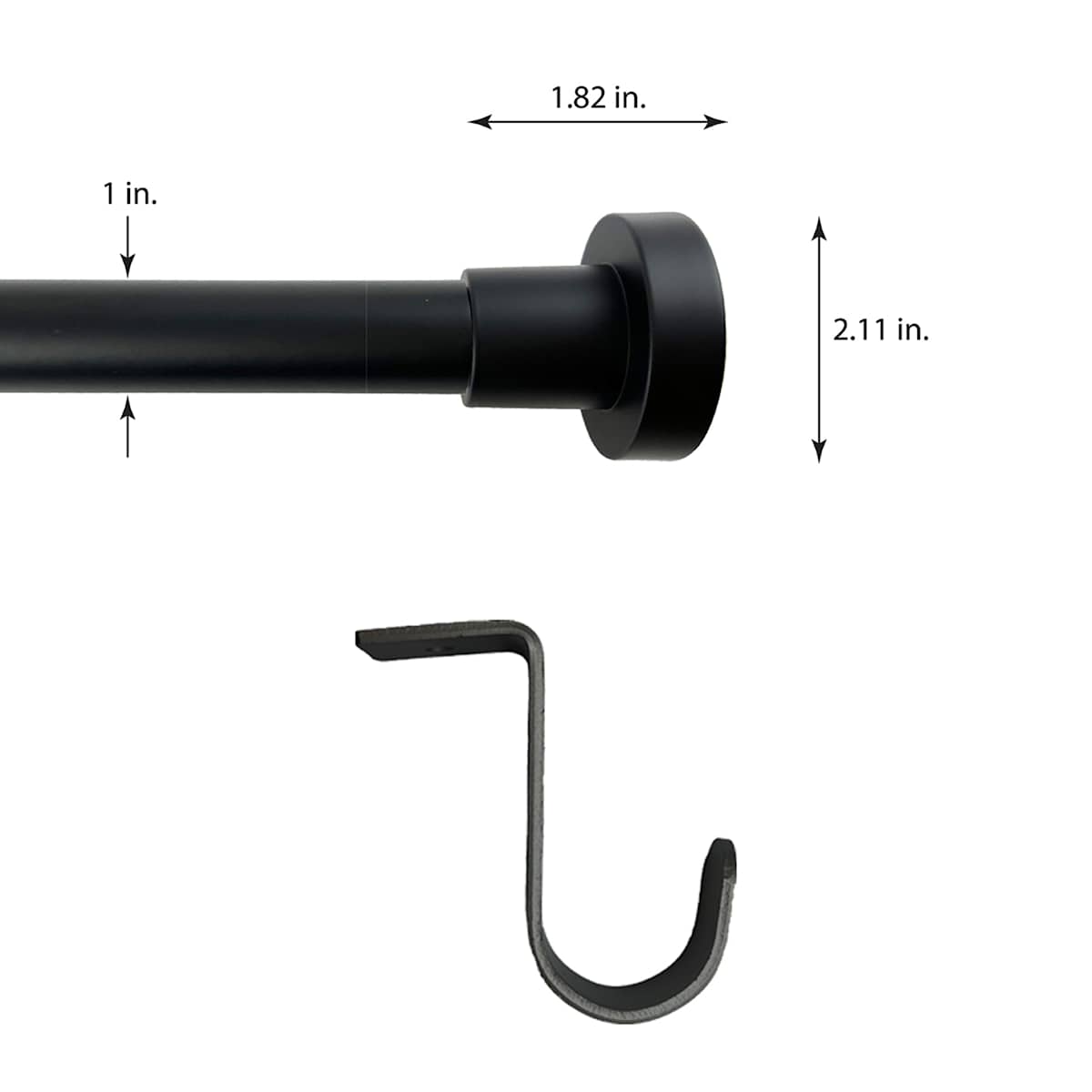 At Home 1" Black Tension Curtain Rod 35-84"