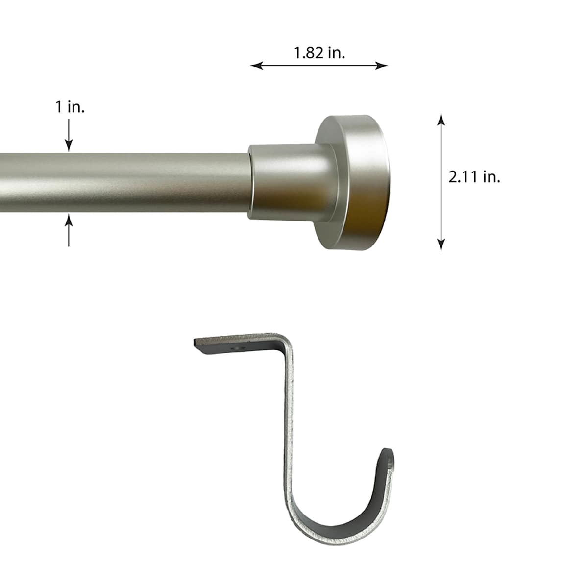 At Home 1" Nickel Tension Curtain Rod 35-84"