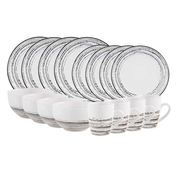 at home 16-Piece Black Scratch Dinnerware Set