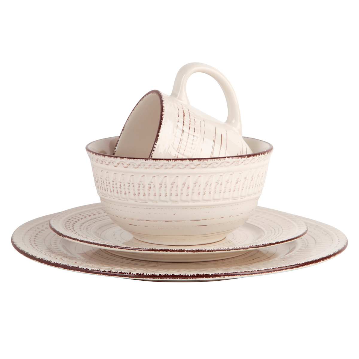 At Home 16-Piece Cream Coscenza Dinnerware Set