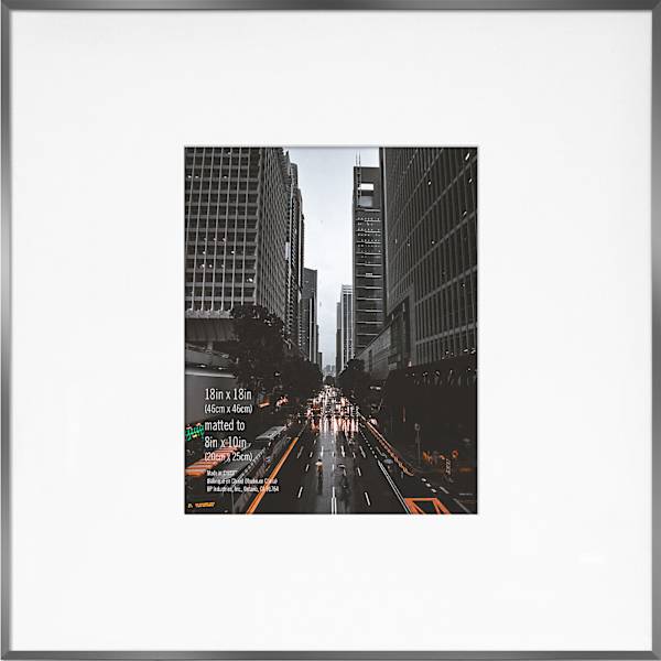 at home 18x18 Matted to 8x10 Wall Frame Gun Metal