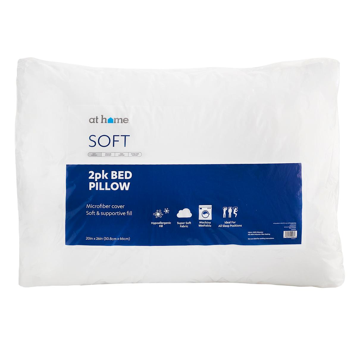 At Home 2-Pack White Bed Pillows Standard