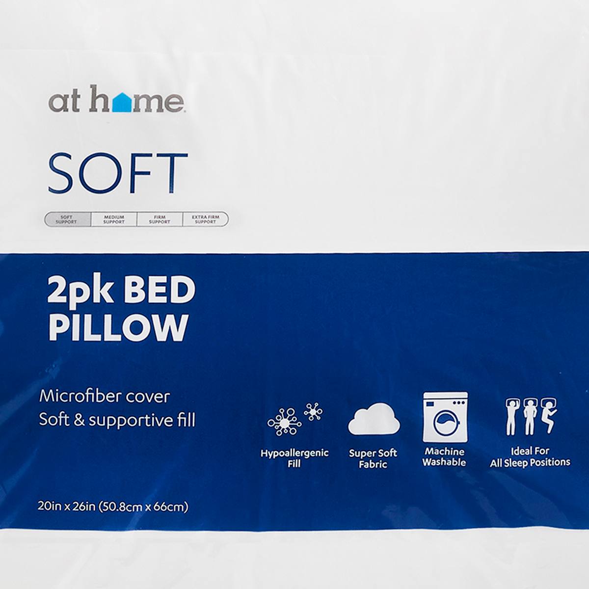 At Home 2-Pack White Bed Pillows Standard