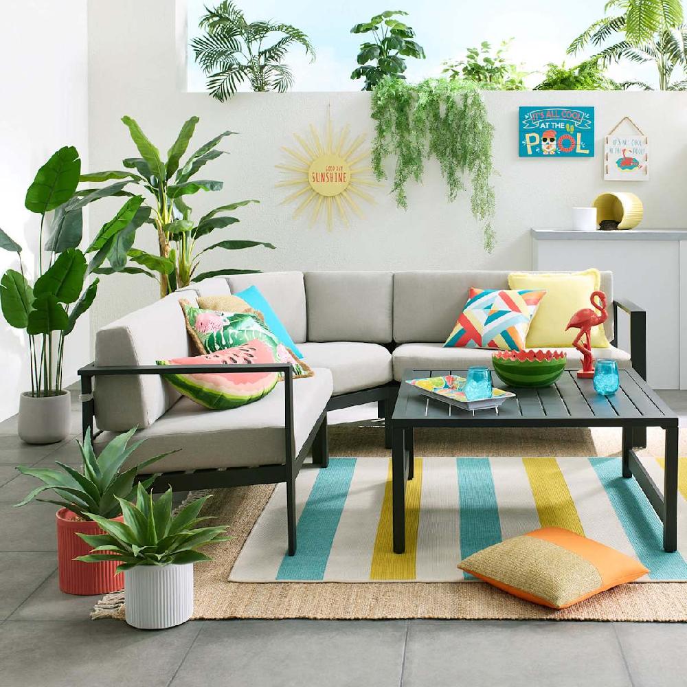 At Home 2-Piece Soho Black Steel Patio Sofa